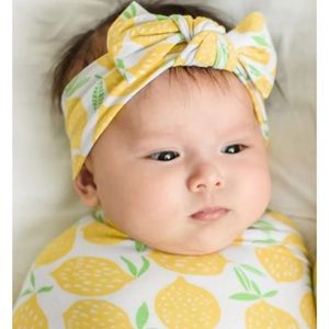 Lemon little sleepeies bamboo swaddle and headband set